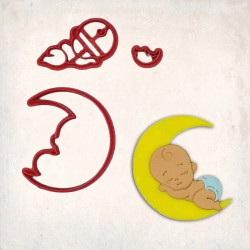 Baby on Moon Detailed Cookie Cutter Set 3 pcs #RP12009