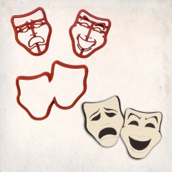 Comedy and Tragedy Detailed Cookie Cutter Set 3 pcs #RP12060