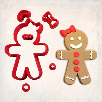 Gingerbread Girl Detailed Cookie Cutter Set 6 pcs #RP12104