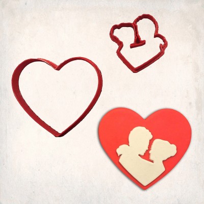 Heart Couple Detailed Cookie Cutter Set 2 pcs #RP12114