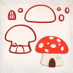 Mushroom House Detailed Cookie Cutter Set 7 pcs #RP12171