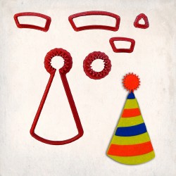 Party Hat Detailed Cookie Cutter Set 6 pcs #RP12183