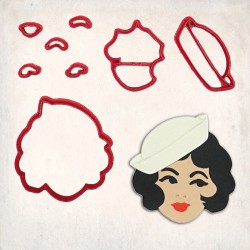 Pin Up Sailor Girl Brunette Detailed Cookie Cutter Set 8 pcs #RP12190