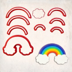 Rainbow and Clouds Detailed Cookie Cutter Set 9 pcs #RP12211