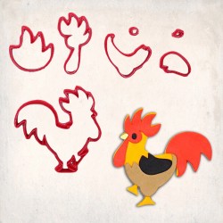 Rooster 2 Detailed Cookie Cutter Set 7 pcs #RP12216