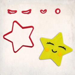 Star Smiling Detailed Cookie Cutter Set 5 pcs #RP12252