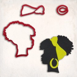 Afro Girl Head Detailed Cookie Cutter Set 3 pcs #RP12813
