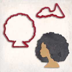 Afro Girl Head-2 Detailed Cookie Cutter Set 2 pcs #RP12822