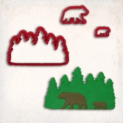 Bears in Forest Detailed Cookie Cutter Set 3 pcs #RP12867