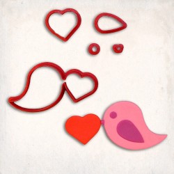 Heart Bird Detailed Cookie Cutter Set 5 pcs #RP12873