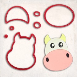 Cow Face Detailed Cookie Cutter Set 7 pcs #RP12895
