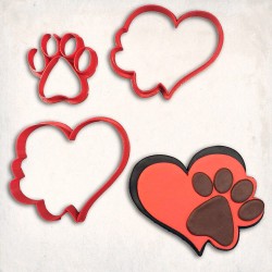 Paw Heart Detailed Cookie Cutter Set 4 pcs #RP12926