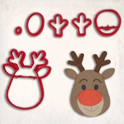 Reindeer Head Detailed Cookie Cutter Set 6 pcs #RP12930