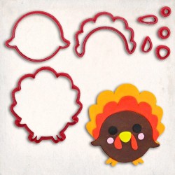 Thanksgiving Turkey Detailed Cookie Cutter Set 8 pcs #RP12946