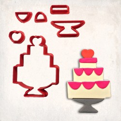 Heart Cake Detailed Cookie Cutter Set 6 pcs