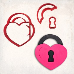 Heart Padlock Detailed Cookie Cutter Set 3 pcs