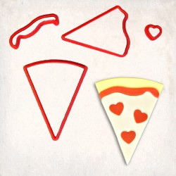 Heart Pizza Detailed Cookie Cutter Set 4 pcs