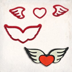 Heart with Wings Detailed Cookie Cutter Set 4 pcs