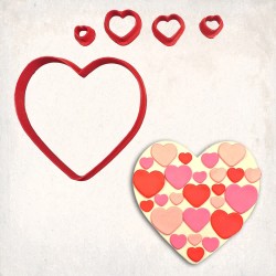 Hearts Heart Detailed Cookie Cutter Set 4 pcs