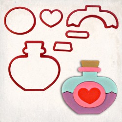 Heart Potion Detailed Cookie Cutter Set 6 pcs