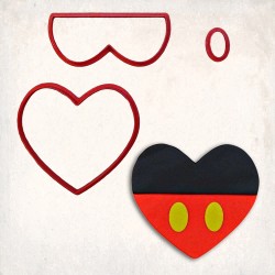 Mickey Heart Detailed Cookie Cutter Set 3 pcs