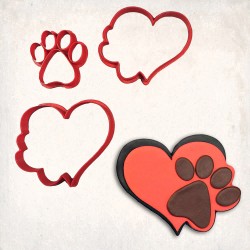 Paw Heart Detailed Cookie Cutter Set 3 pcs