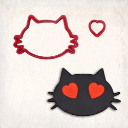Cat with Heart Eyes Cookie Cutter Set 2 pcs