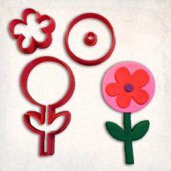Flower-1 Detailed Cookie Cutter Set 4 pcs