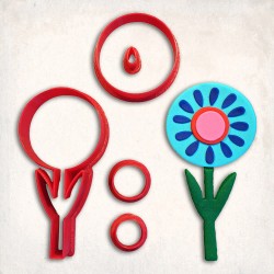 Flower-2 Detailed Cookie Cutter Set 5 pcs