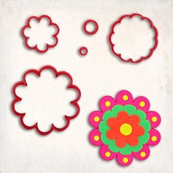 Flower-6 Detailed Cookie Cutter Set 5 pcs
