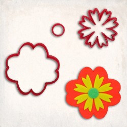 Flower-7 Detailed Cookie Cutter Set 3 pcs