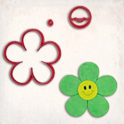 Flower Smiling Detailed Cookie Cutter Set 4 pcs