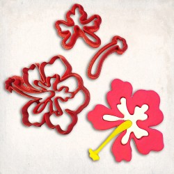 Hibiscus Flower Detailed Cookie Cutter Set 4 pcs
