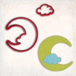 Moon with Cloud Detailed Cookie Cutter Set 2 pcs