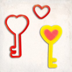 Heart Key Detailed Cookie Cutter Set 2 pcs