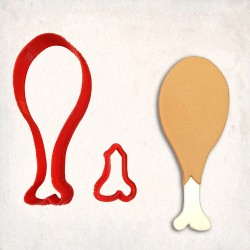 Chicken Leg Detailed Cookie Cutter Set 2 pcs