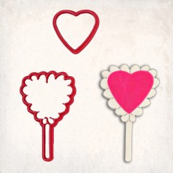 Heart Lollipop Detailed Cookie Cutter Set 2 pcs