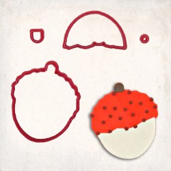 Lychee Fruit Detailed Cookie Cutter Set 4 pcs