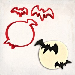 Moon and Bats Detailed Cookie Cutter Set 3 pcs