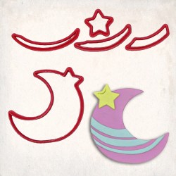 Moon with Star Detailed Cookie Cutter Set 5 pcs