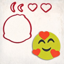 Emoji Smiling Hearted Detailed Cookie Cutter Set 5 pcs