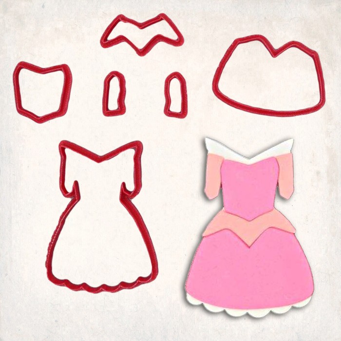 Sleeping Beauty Aurora Chibi Detailed Cookie Cutter Set 6 pcs