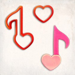 Heart Music Note Detailed Cookie Cutter Set 2 pcs