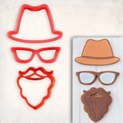 Man with Beard Cookie Cutter Set 4 pcs #RP12617