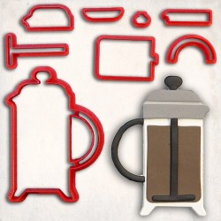 Coffee French Press Detailed Cookie Cutter Set 8 pcs
