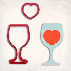 Wine Glass Heart Cookie Cutter Set 2 pcs