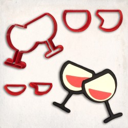 Wine Glasses Detailed Cookie Cutter Set 5 pcs