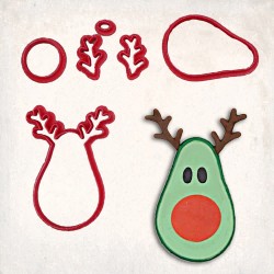 Avocado Reindeer Detailed Cookie Cutter Set 5 pcs