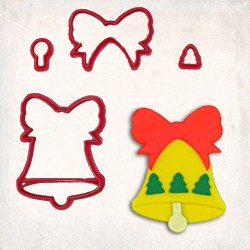 Christmas Bell with Bow Detailed Cookie Cutter Set 4 pcs