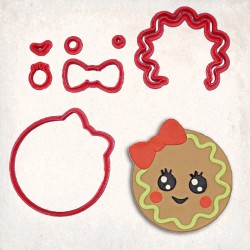 Christmas Gingerbread Girl Detailed Cookie Cutter Set 7 pcs